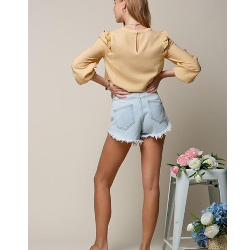 NWT Yellow Ruffle Blouse - Picture 7 of 7